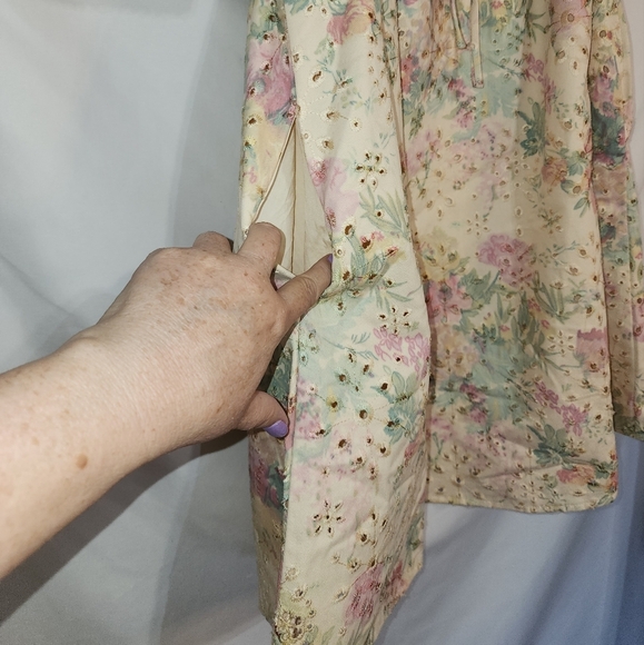 NWT Gee Gee Floral Eyelet Puff Sleeve Dress Cottagecore Balletcore Fall Small - Picture 10 of 11